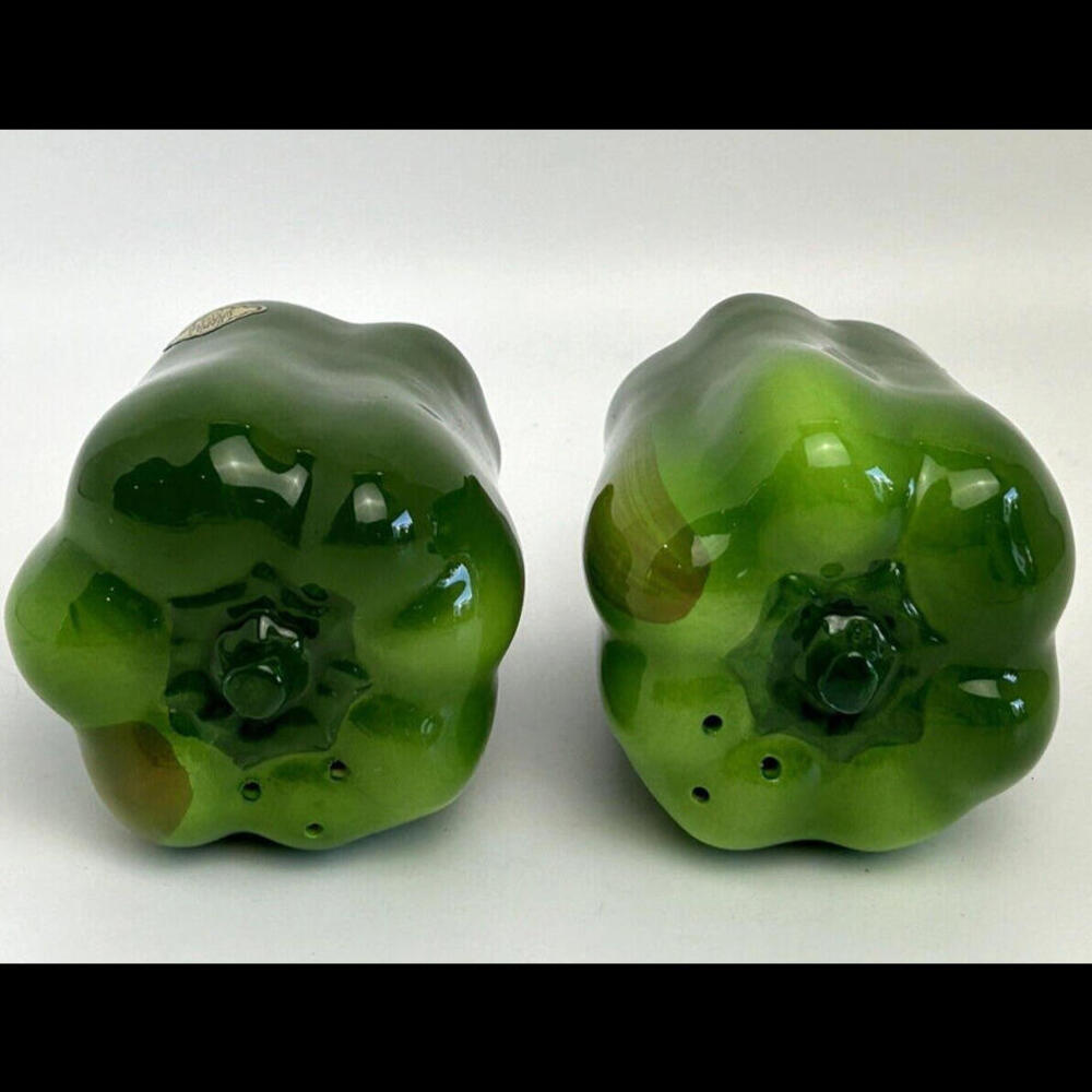 Vintage Otagiri Green Peppers Salt Pepper Shakers Ceramic Japan 1984 - Picture 8 of 9